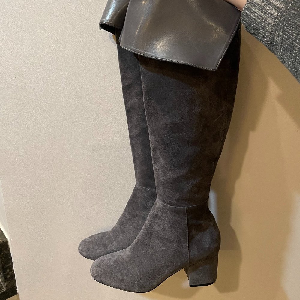 Grey Suede Over the Knee Boots